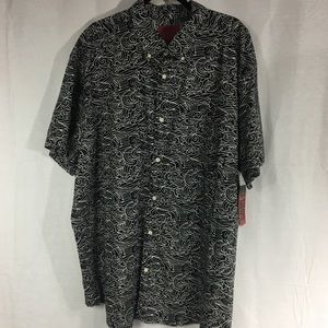 NWT 3XL Foundry black white retro modern shirt sleeve button front shirt 98% cot
